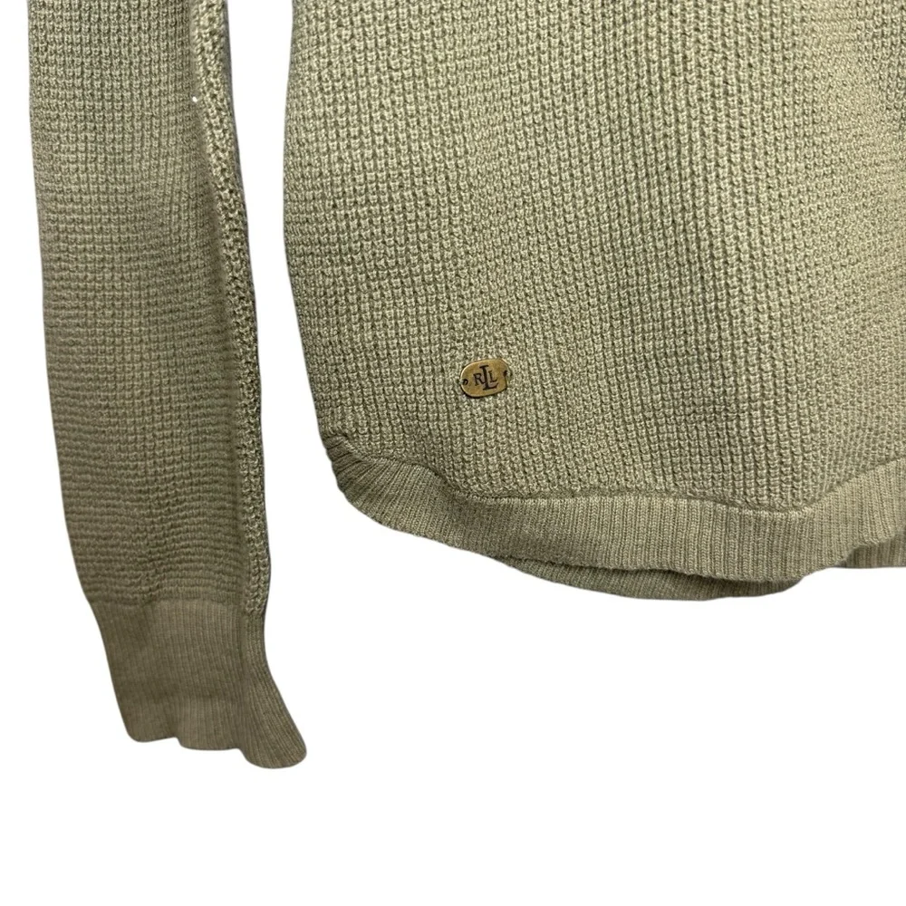 Lauren Ralph Lauren camo green waffle knit cowl neck sweater‎  Size Large